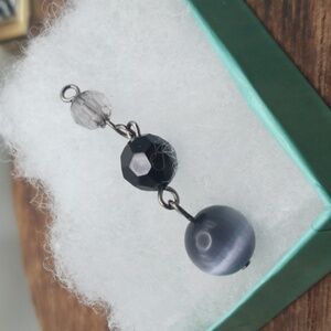 Cerulean grey mist sky beaded pendant